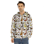 Cartoon Giraffe Pattern Print Men's Velvet Pullover Hoodie