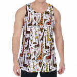 Cartoon Giraffe Pattern Print Men's Velvet Tank Top