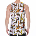 Cartoon Giraffe Pattern Print Men's Velvet Tank Top
