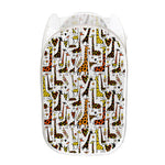 Cartoon Giraffe Pattern Print Mesh Laundry Hamper