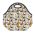 Cartoon Giraffe Pattern Print Neoprene Lunch Bag