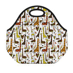 Cartoon Giraffe Pattern Print Neoprene Lunch Bag