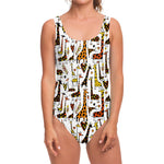 Cartoon Giraffe Pattern Print One Piece Swimsuit