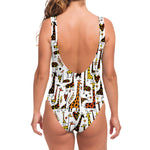Cartoon Giraffe Pattern Print One Piece Swimsuit