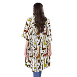 Cartoon Giraffe Pattern Print Open Front Beach Cover Up