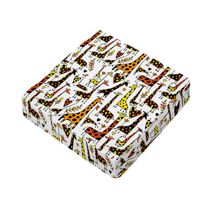 Cartoon Giraffe Pattern Print Outdoor Seat Cushion Cover