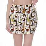 Cartoon Giraffe Pattern Print Pencil Mini Skirt