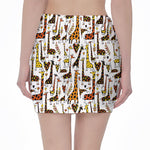 Cartoon Giraffe Pattern Print Pencil Mini Skirt