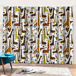 Cartoon Giraffe Pattern Print Pencil Pleat Curtains