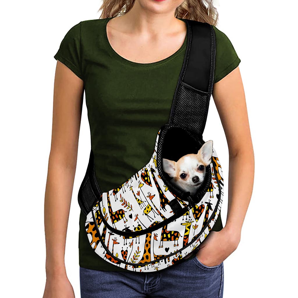 Cartoon Giraffe Pattern Print Pet Sling Carrier