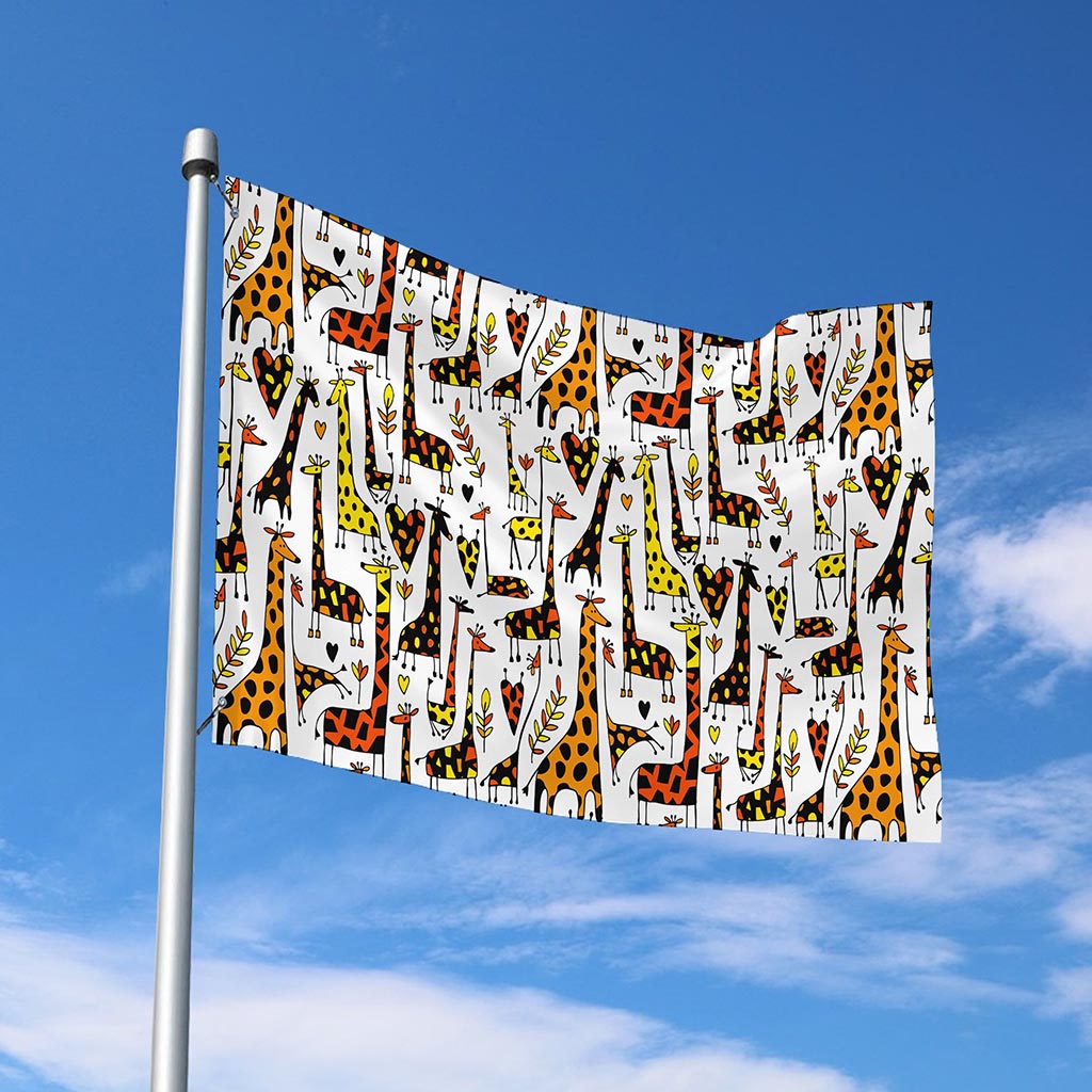 Cartoon Giraffe Pattern Print Polyester Flag