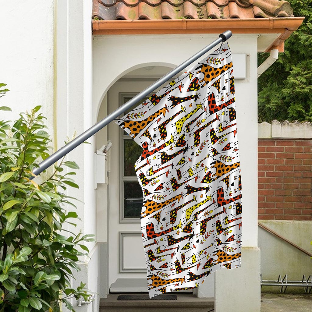 Cartoon Giraffe Pattern Print Polyester Flag
