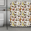 Cartoon Giraffe Pattern Print Polyester Shower Curtain
