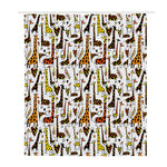 Cartoon Giraffe Pattern Print Polyester Shower Curtain