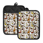 Cartoon Giraffe Pattern Print Pot Holders With Pocket