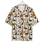 Cartoon Giraffe Pattern Print Rayon Hawaiian Shirt