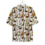 Cartoon Giraffe Pattern Print Rayon Hawaiian Shirt