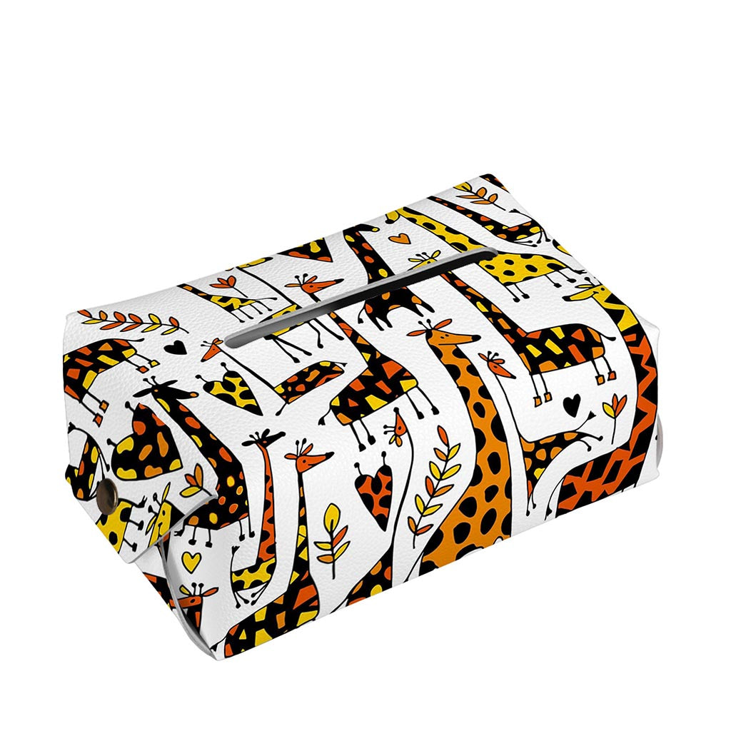 Cartoon Giraffe Pattern Print Rectangle Tissue Box Cover
