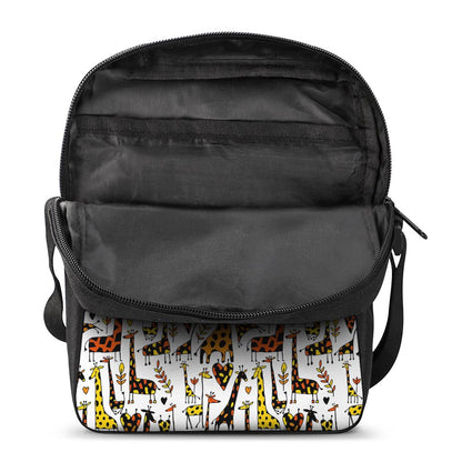 Cartoon Giraffe Pattern Print Rectangular Crossbody Bag