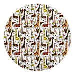 Cartoon Giraffe Pattern Print Round Blanket