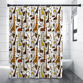 Cartoon Giraffe Pattern Print Shower Curtain
