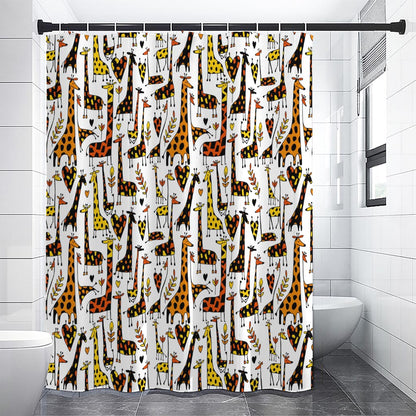Cartoon Giraffe Pattern Print Shower Curtain