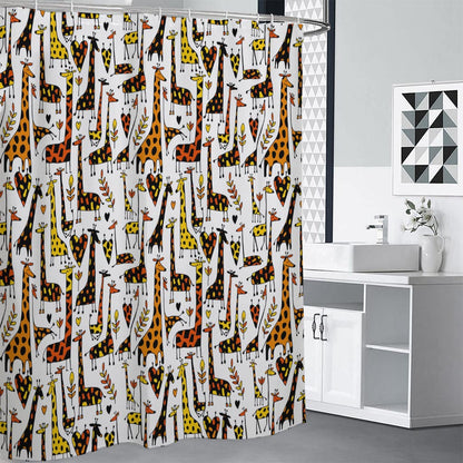 Cartoon Giraffe Pattern Print Shower Curtain