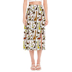 Cartoon Giraffe Pattern Print Side Slit Midi Skirt