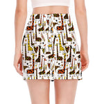 Cartoon Giraffe Pattern Print Side Slit Mini Skirt
