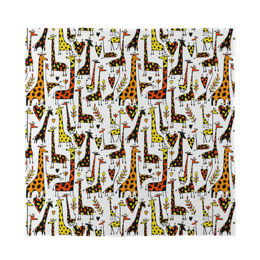 Cartoon Giraffe Pattern Print Silk Bandana