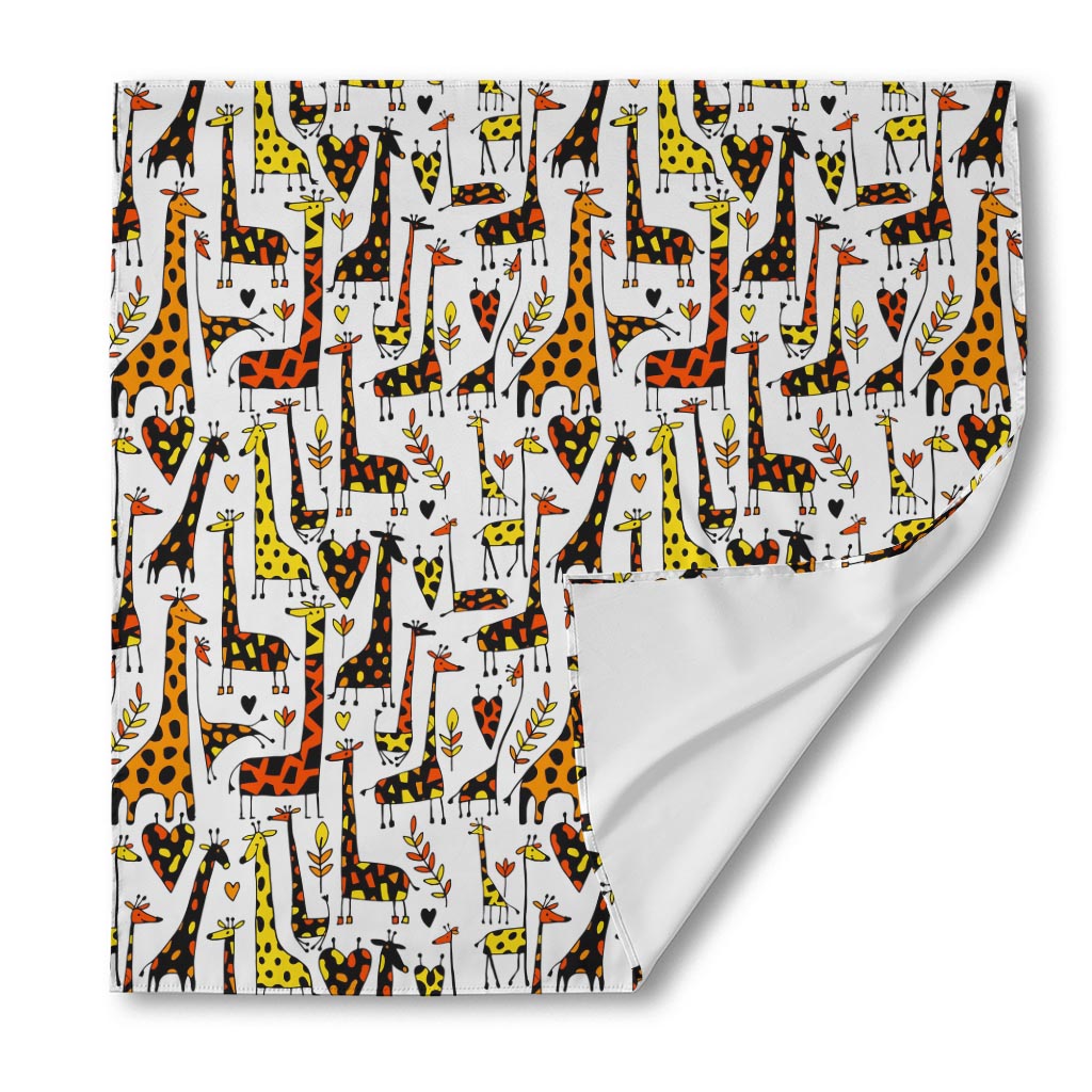 Cartoon Giraffe Pattern Print Silk Bandana