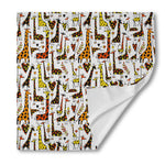 Cartoon Giraffe Pattern Print Silk Bandana