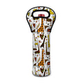 Cartoon Giraffe Pattern Print Single Neoprene Wine Tote