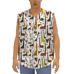 Cartoon Giraffe Pattern Print Sleeveless Baseball Jersey