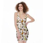 Cartoon Giraffe Pattern Print Sleeveless Bodycon Dress
