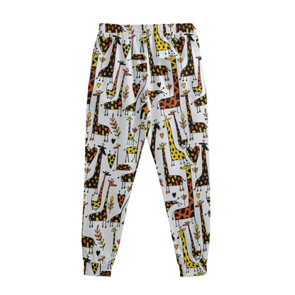 Cartoon Giraffe Pattern Print Sweatpants