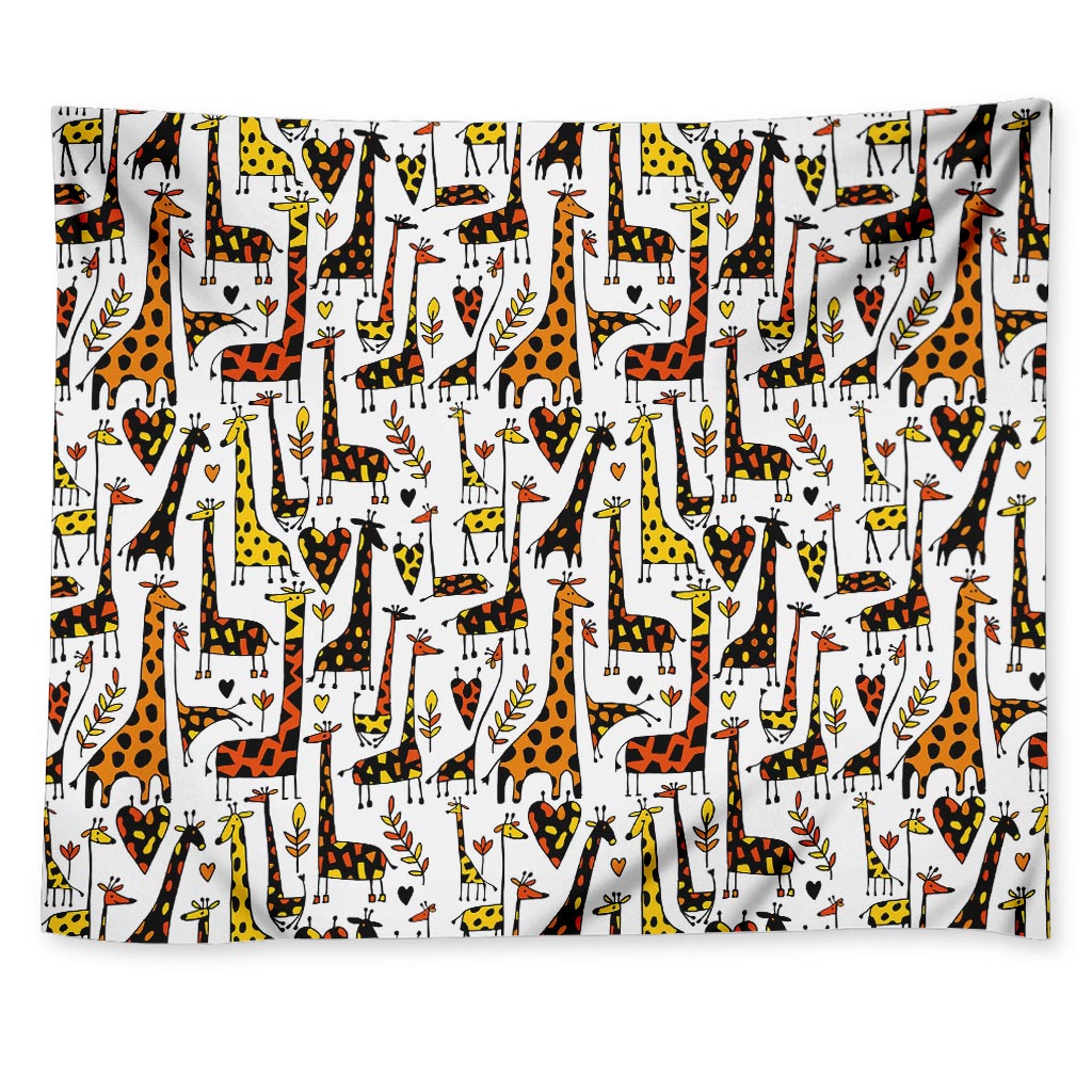 Cartoon Giraffe Pattern Print Tapestry