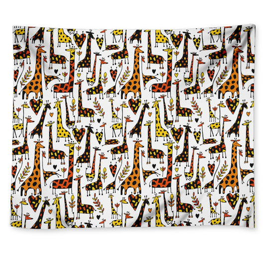 Cartoon Giraffe Pattern Print Tapestry