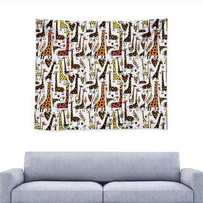 Cartoon Giraffe Pattern Print Tapestry
