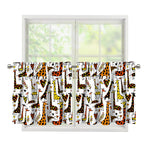 Cartoon Giraffe Pattern Print Tier Curtains