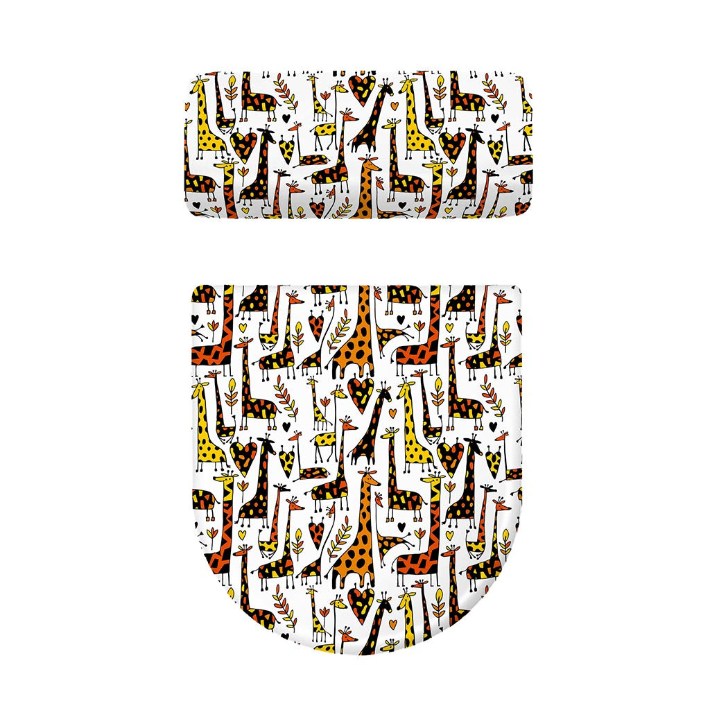 Cartoon Giraffe Pattern Print Toilet Lid And Tank Cover Set