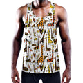 Cartoon Giraffe Pattern Print Men's Workout Tank Top