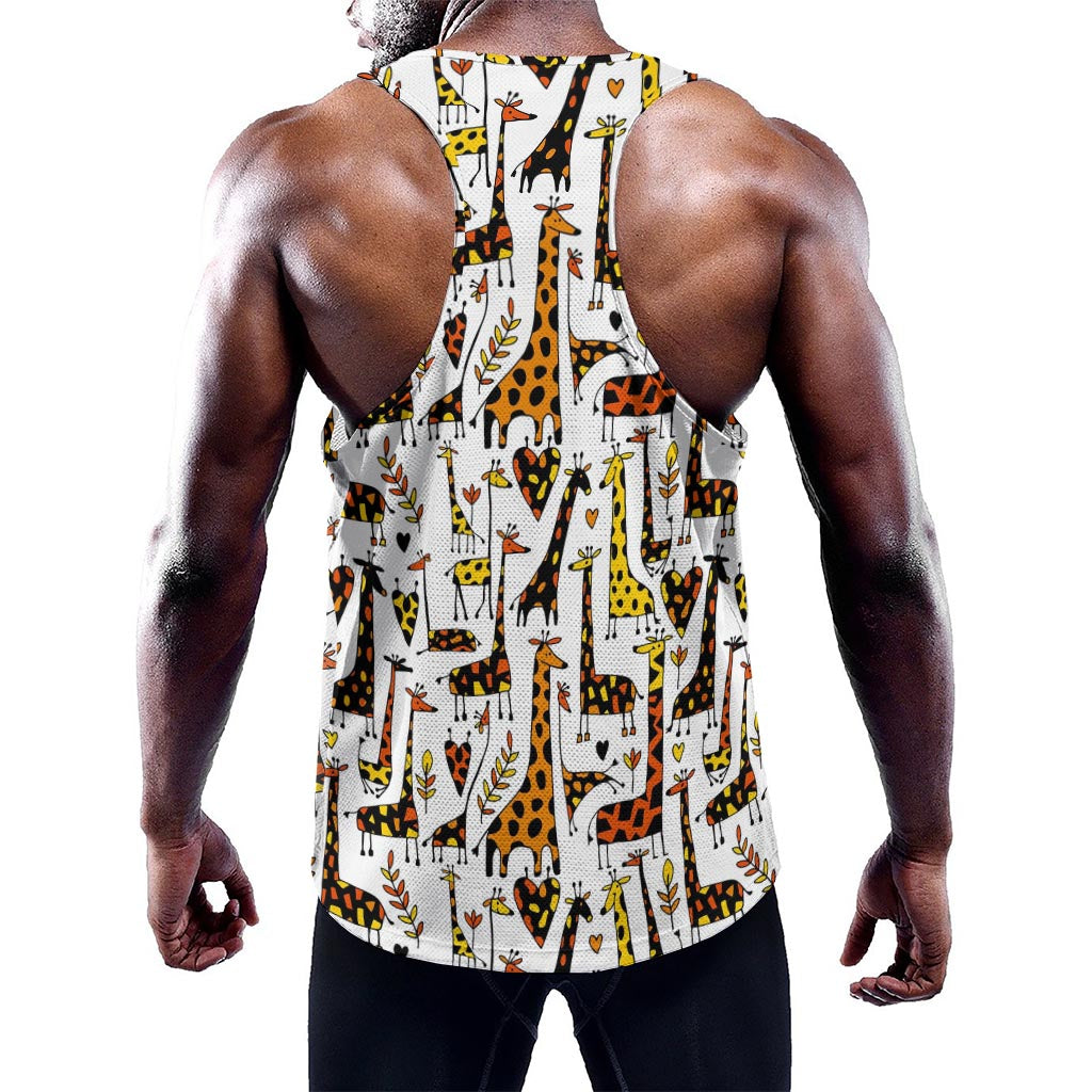 Cartoon Giraffe Pattern Print Training Tank Top