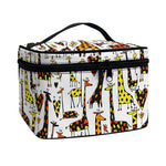 Cartoon Giraffe Pattern Print Travel Makeup Bag