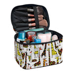 Cartoon Giraffe Pattern Print Travel Makeup Bag
