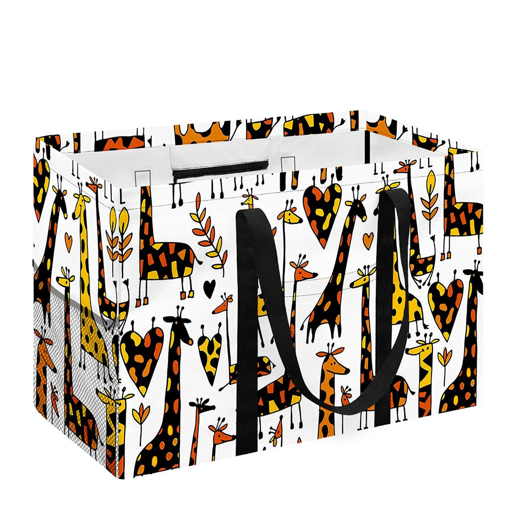 Cartoon Giraffe Pattern Print Utility Tote Bag