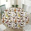 Cartoon Giraffe Pattern Print Waterproof Round Tablecloth
