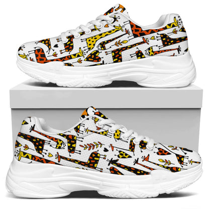 Cartoon Giraffe Pattern Print White Chunky Shoes