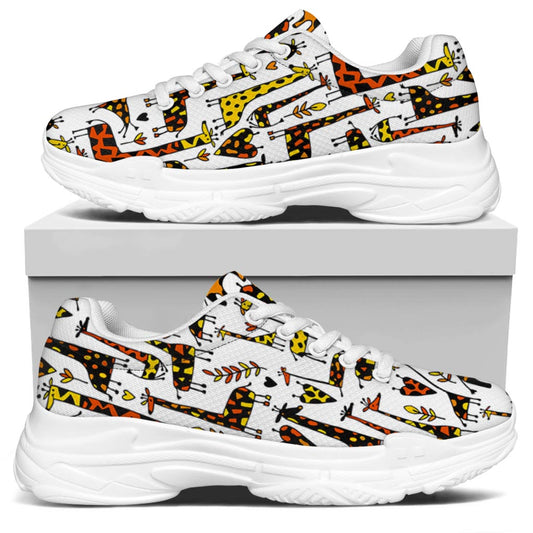 Cartoon Giraffe Pattern Print White Chunky Shoes