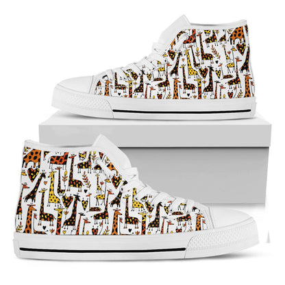 Cartoon Giraffe Pattern Print White High Top Sneakers